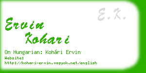 ervin kohari business card