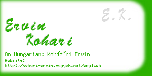 ervin kohari business card